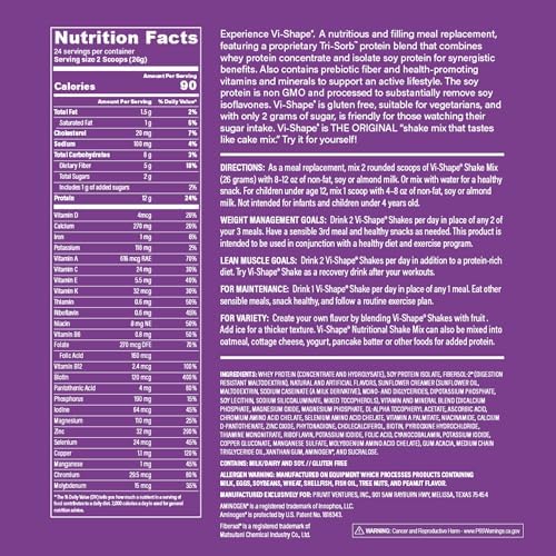 Vi-Shape - Original Nutritional Shake Mix Sweet Cream Flavor - Pack of 1 | ViSalus, Plant-Based Protein, Meal Replacement, Sweet Cream Flavor, Fiber