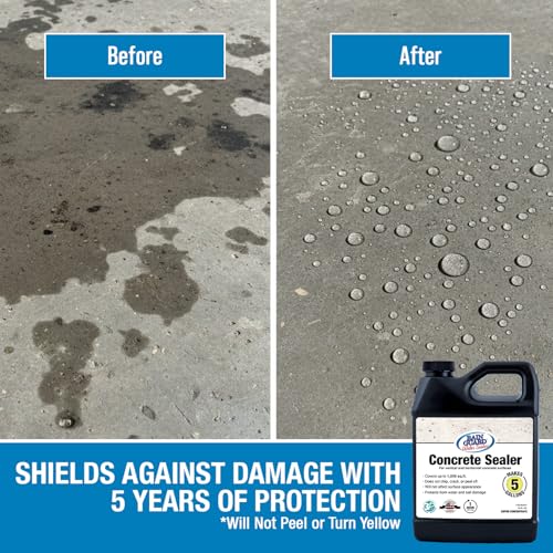Rain Guard Concrete Sealer 5 Gallon | Ready to Use | Natural Finish | Deep Penetrating Protection Against Water and Salt Damage for All Concrete Surfaces | Silane/Siloxane Waterproofer | Ready To Use, Natural Finish, Clear, Deep Penetrating Protection Ag…