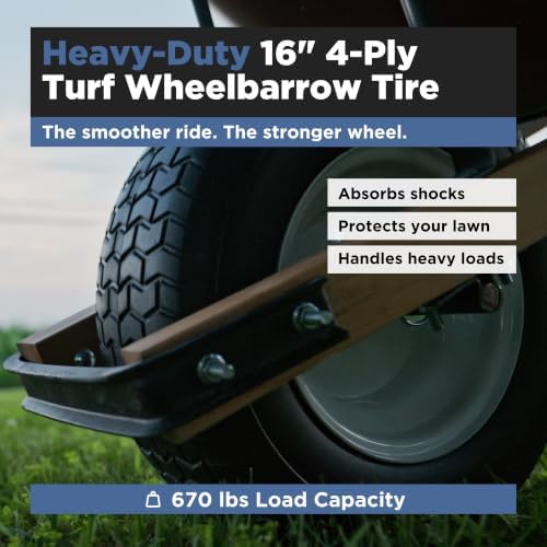 Scenic Road 16" XHD 4-Ply Turf Replacement Wheelbarrow Wheel (SRWT)