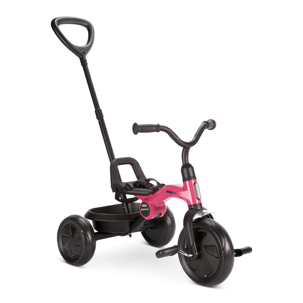 Joovy Tricycoo 4.1 Kids Tricycle with 4-Stages Featuring Extra-Wide Front Tire, Removable and Adjustable Parent Handle, Safety Harness