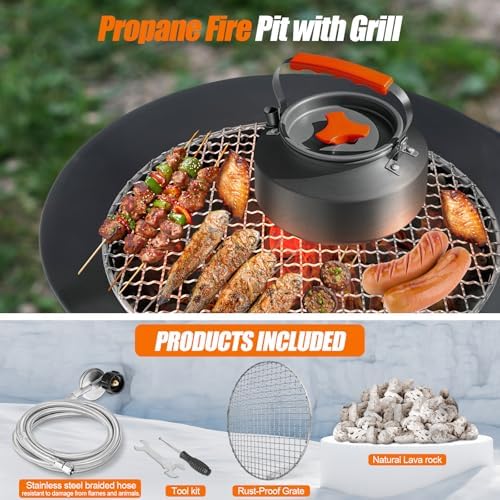 GasBRUH Outdoor Portable Propane Fire Pit, 19-Inch,60,000 BTU with Cover&Carry Kit,Camping Propane Fire Pits,Gas Firebowl,Portable Gas Fire Pit for Outside Patio,Backyard,Camping,RV,Deck,Tailgating
