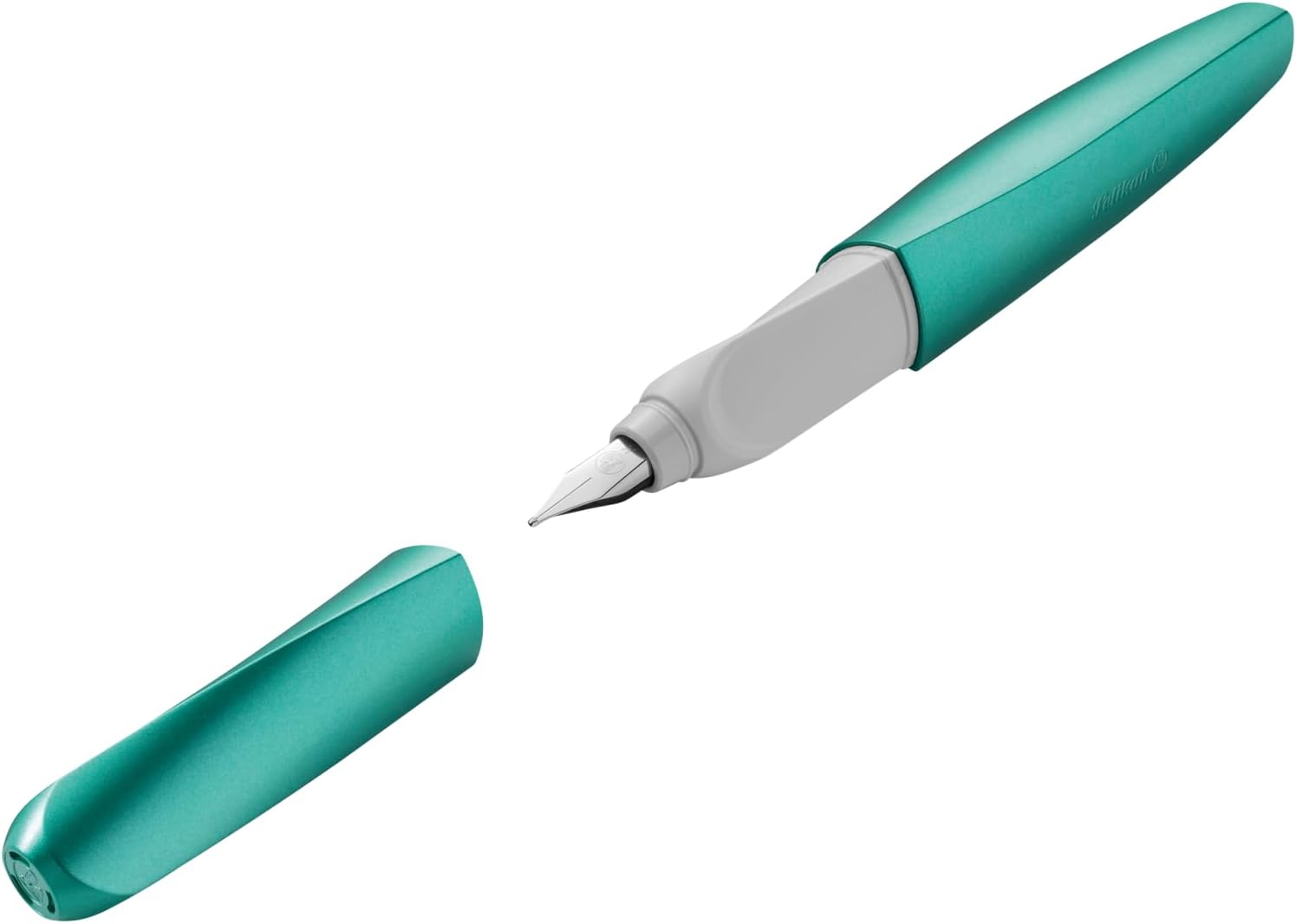 Pelikan Twist Fountain Pen with 1 Ink Cartridge, Medium Nib, Silver, Boxed (947101)