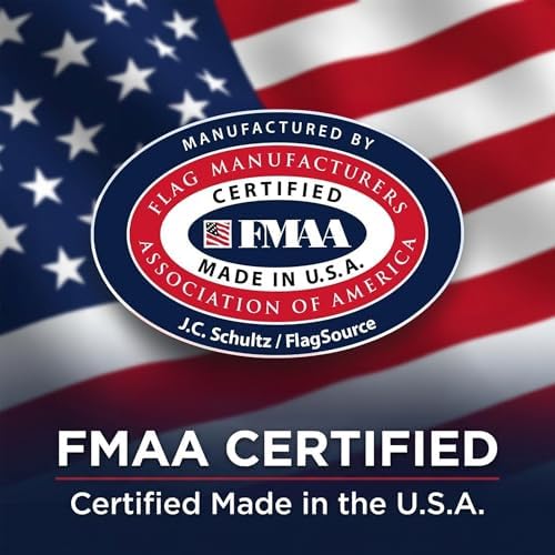 American Flag with Embroidered Stars and Sewn Stripes, Polyester - 6x10 ft | FMAA Certified PolyExtra Polyester Material, Heavy Duty Fade-Resistant American Flag for Outdoor or Indoor Use, Made in USA