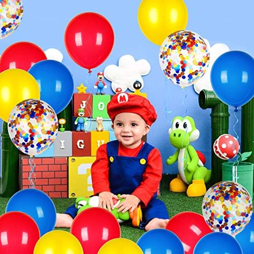 JOYYPOP 80 PCS Red White Blue Balloons 12 in with Confetti for 4th of July