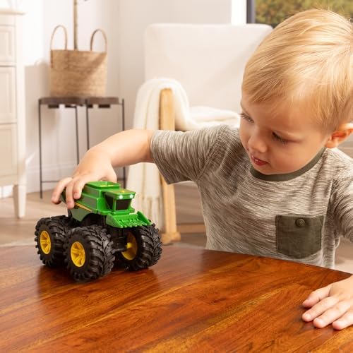 TOMY Monster Treads Monster Truck Toys - John Deere Tractor and Combine 2-Pack with Lights and Sounds - John Deere Toys with Durable Bouncy Tires