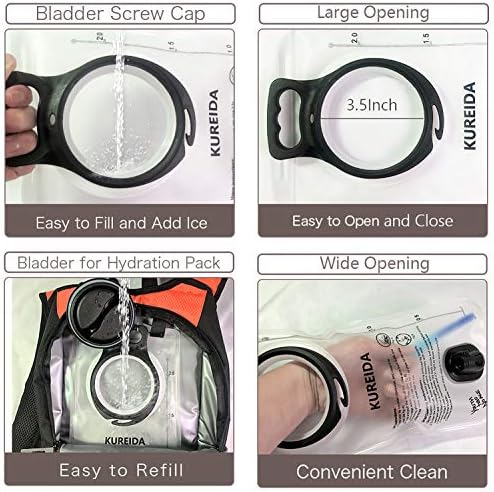 KUREIDA Hydration Bladder 2L-3L, Leak Proof Water Reservoir, BPA Free, Wide Opening