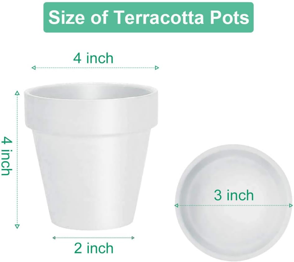 vensovo 4 Inch Terracotta Plant Pots with Saucer - 6 Pack Clay Flower Pots with Drainage, Great for Plants, Crafts, Wedding Favor