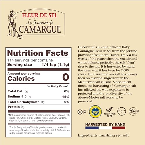 Le Saunier De Camargue | French Fleur Del Sel | Finishing Sea Salt, 4.4 oz (Pack of 4)