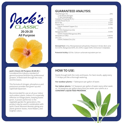 Jack's Classic 20-20-20 All Purpose Water-Soluble Fertilizer, 4lb