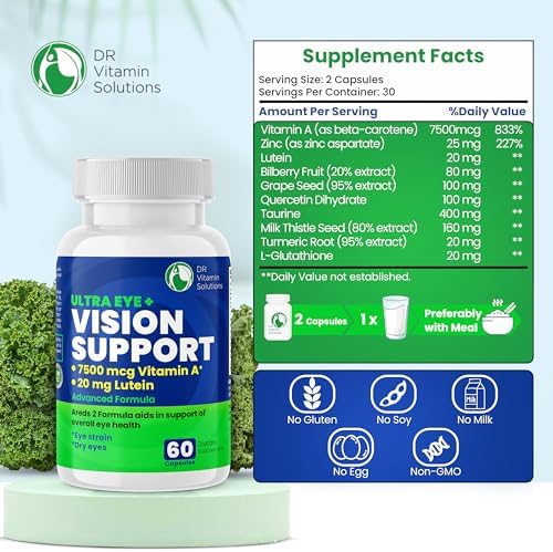 AREDS 2 Eye Vitamins - Lutein and Zeaxanthin for Macular Health, Bilberry