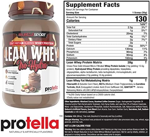 Musclesport Lean Whey Revolution™ Protein Powder - Whey Protein Isolate - Low Calorie, Low Carb, Low Fat