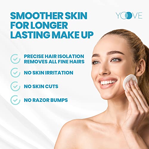 Yoove Rose Pink Rechargeable Device for Facial Hair Removal for Women - Waterproof Facial Hair Remover for Women