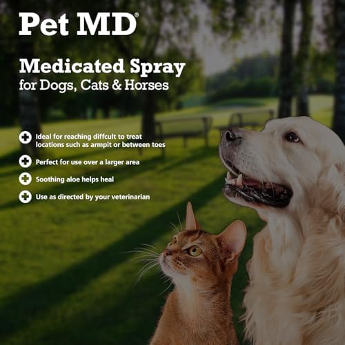 Pet MD Topical Spray for Dogs, Cats, and Horses - 8 oz | with Essential Fatty Acids, Aloe and Vitamin E