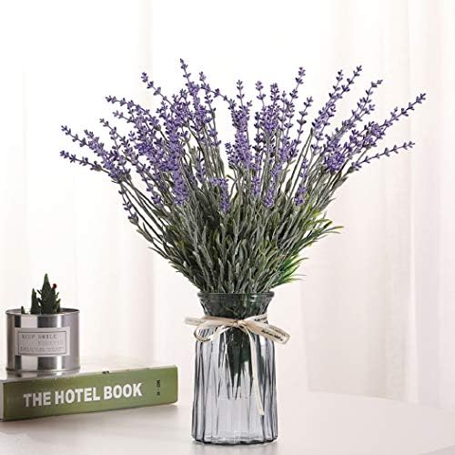 Artificial Lavender Flowers with Silk Flocked Fake Lavender Plant for Wedding Home Table Centerpiece Decor-Pack of 4