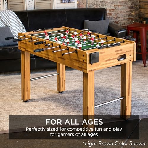 Best Choice Products Foosball Table for Kids and Adults, Game Room Soccer Game Table w/ 2 Balls, 2 Cup Holders, Ergonomic Handles, Chrome Finished Metal Bars