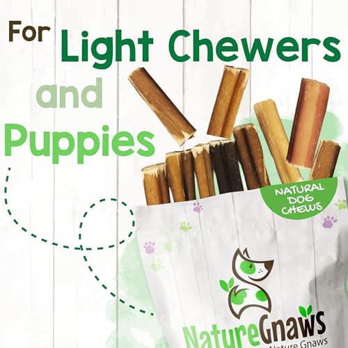 Nature Gnaws Bully Stick Bites 2-4" Rawhide Free for Small Dogs, 8 oz