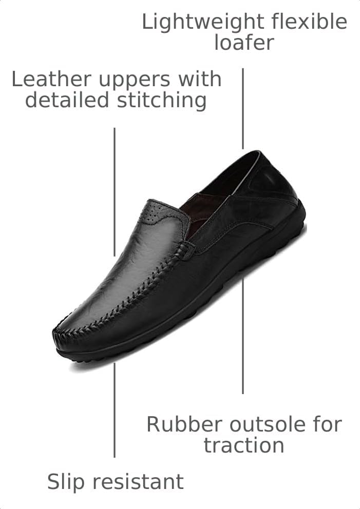 Go Tour Men's Premium Genuine Leather Casual Slip on Loafers Breathable Driving Shoes Fashion Slipper