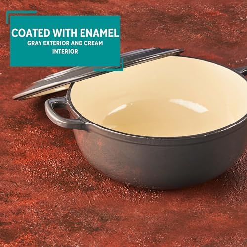 MIRRO 4.8qt Cast Iron Enamel Dutch Oven, Gray