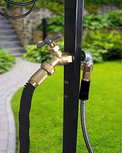 Artigarden Freestanding Garden Hose Holder Hanger, Heavy Duty Metal Water Hose Reel Storage Stand Rack for Yard Lawn, Bright Black (Hose not Included)