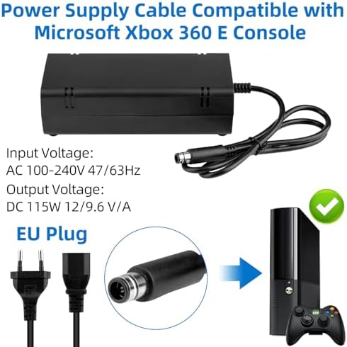 OSTENT US AC Adapter Charger Power Supply Cable Cord for Microsoft Xbox 360 E Console