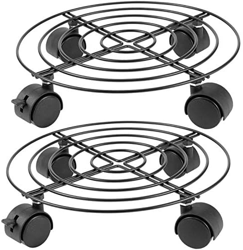 KEILEOHO 3 Pack 10.6 Inches Metal Plant Caddy with Wheels, Heavy Duty Plant Caddy Stands, Rolling Plant Stand for Indoor, Outdoor, Garden, House