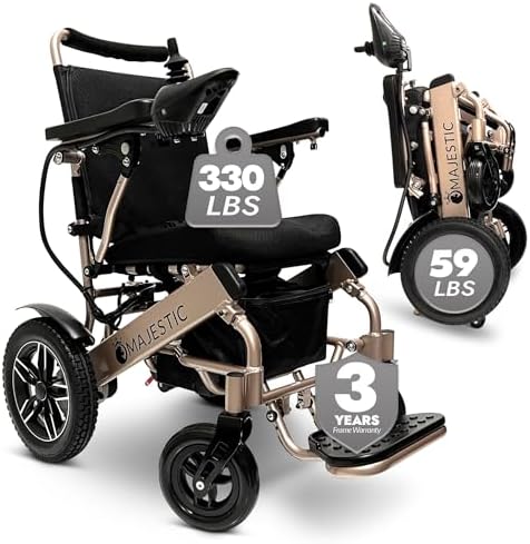 Majestic Electric Wheelchairs for Adults, Lightweight Foldable Electric Wheelchair, Motorized Wheel Chair for Seniors