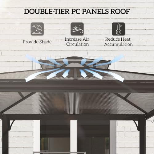 Outsunny 9 x 5 ft. Grill Gazebo Hardtop 2-Tier Polycarbonate Roof Shelves