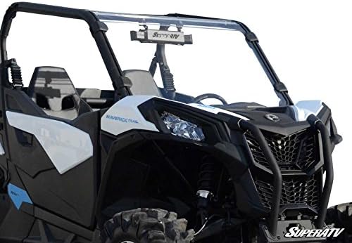 SuperATV Heavy Duty Scratch Resistant Full Windshield for 2018+ Can-Am Maverick Trail 800 / 1000 / 800 DPS / 1000 DPS | 1/4" Thick Polycarbonate