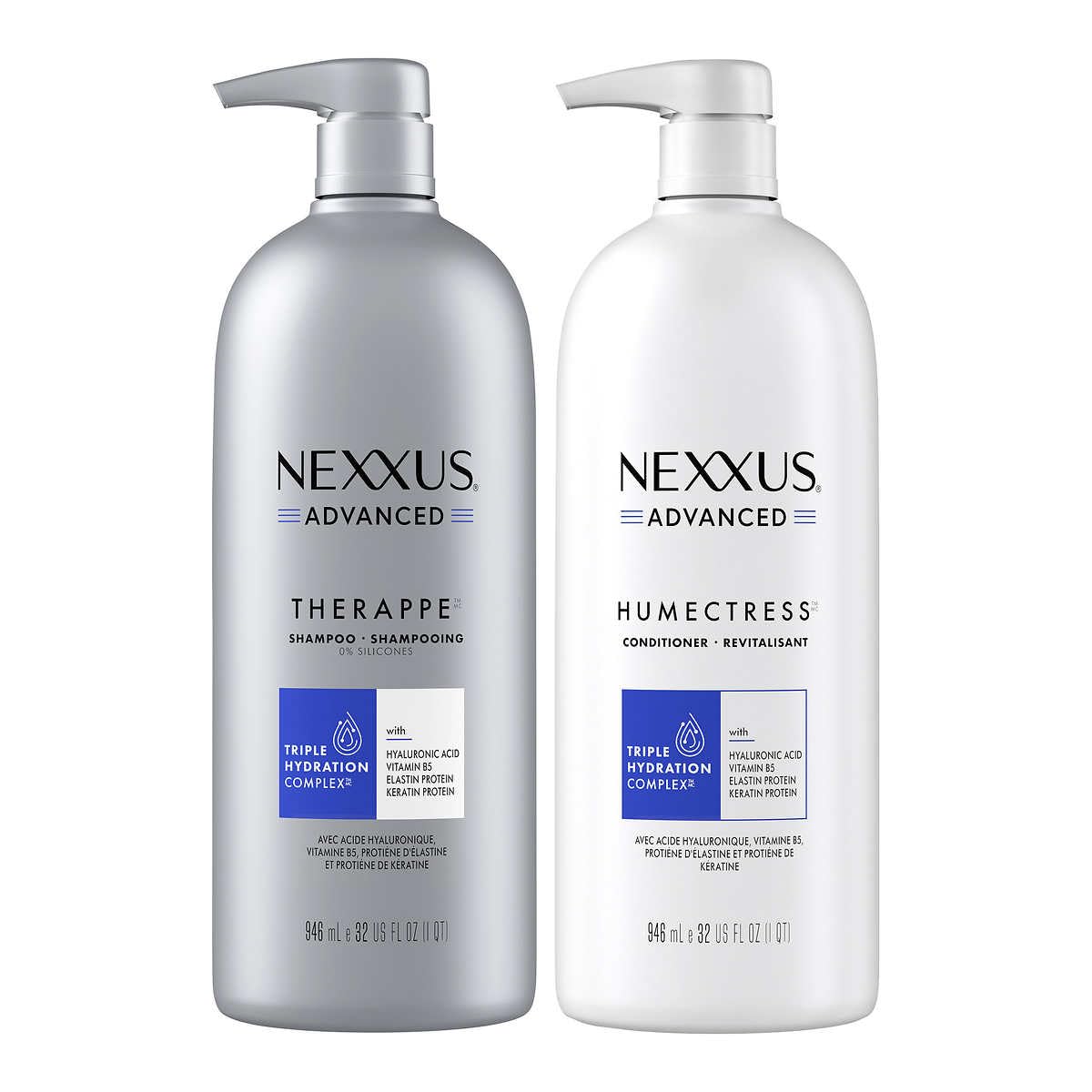 Nexxus Therappe Humectress Shampoo Conditioner 2 Count for Ultimate Moisture for Dry Hair Powered by Polysoft Hydrator Technology with Tri-lipids 33.8 fl oz