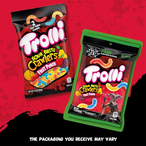 Trolli Sour Brite Crawlers Candy, Very Berry, Sweet and Sour, Gummy Worms, 7.2 oz
