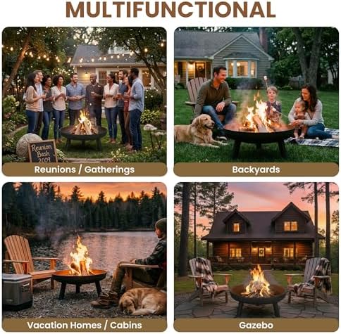 Pure Garden Outdoor Fire Pit, Black, 27.5-Inch