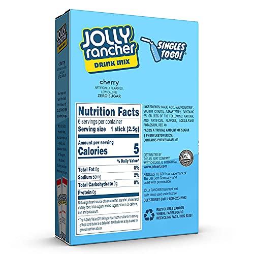 Jolly Rancher WATERMELON Singles to Go (4 Boxes of 6 Packets Each Box) | 6 Servings Each, 24 Total Servings - Watermelon Sugar Free Water Flavoring Packets, Powdered Drink Mix - Just Add Water