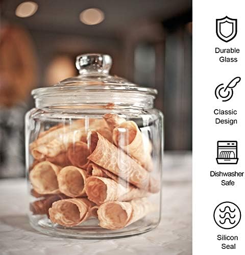 Maredash Glass Jars 64 oz,Candy Jar with Lid For Household 3 Pack