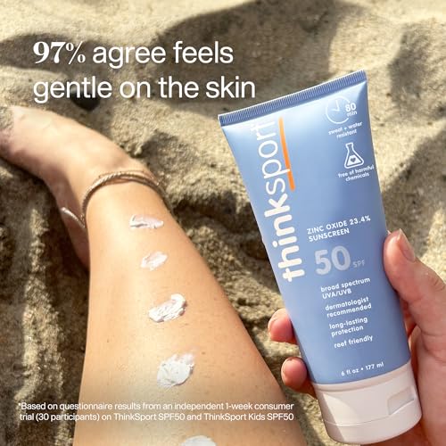 Thinksport Mineral Sunscreen SPF 50+ Zinc Oxide, Water Resistant, 3 Fl Oz