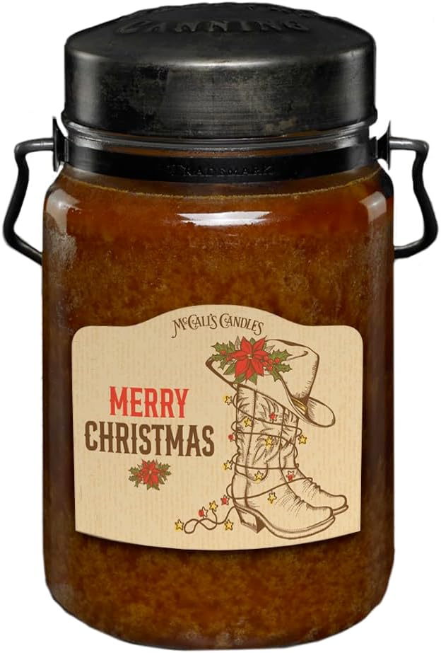 McCall’s Candles | Hot Buttered Rum | 26 oz Scented Candle | USA-Poured | Vintage Rustic Jar with Carrying Handle | Warm Buttery Spiced Rum Fragrance