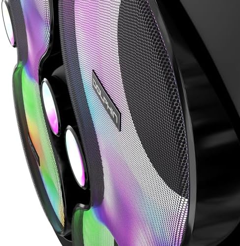 Dolphin Karaoke Machine with 2 Wireless Microphones, Quad 12" Woofers | 18.5" Touchscreen, 300W RMS, Android, Bluetooth, Wi-Fi, HDMI/USB/SD Card/AUX
