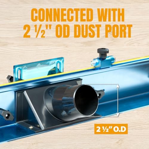 POWERTEC Router Table Fence System 3-1/2" Tall 32" Long, Router Fence Kit with Adjustment Knob, Aluminum Flip Stop, Measuring Tape, Feather Board