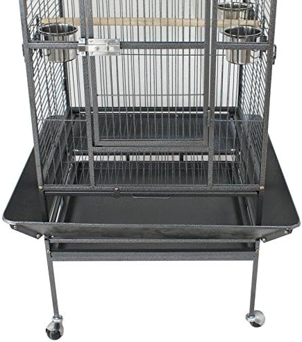 68 inch Iron Bird Cage, Play Top Parrot Cage with Rolling Stand for Parrot Cockatiels Parakeet Cage Macaw Finch Cockatoo Perch Pet House, Black