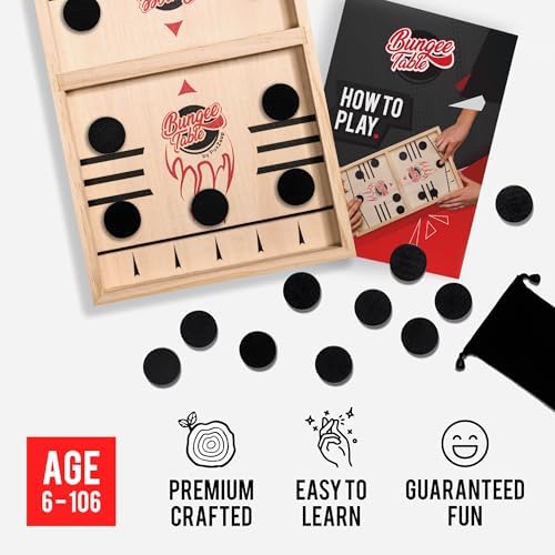 Fast Sling Puck Game - Test Your Speed and Accuracy with This Fast-Paced Wooden Air Hockey Board Game - Guaranteed Fun for Family Night or Friends