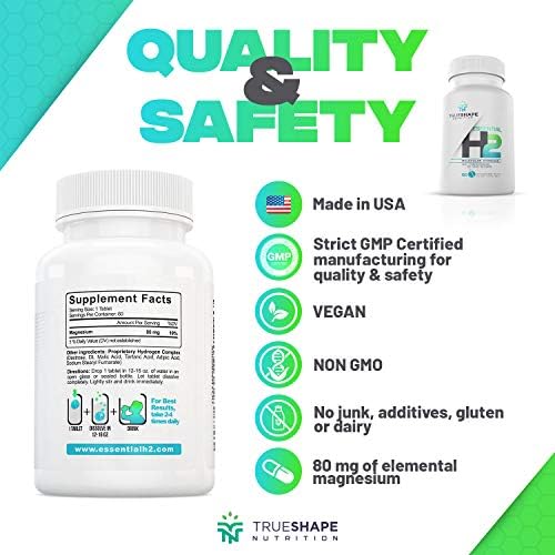 Essential H2 Fizzy Molecular Hydrogen Tablets for Water Nutritional Supplement (Unflavored, 60 Servings)