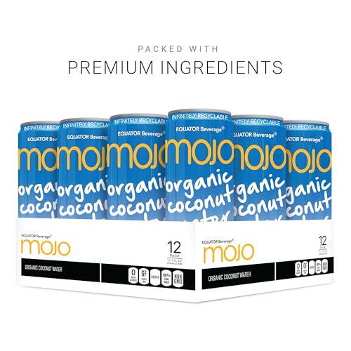 MOJO Organic Coconut Water, Hydration, Electrolytes, Non-GMO, 11.1 oz, 12 Pack