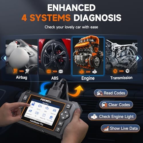 FOXWELL NT614 Elite OBD2 Scanner 4 System Code Reader Scan Engine ABS SRS Transmission, 5 Resets Oil/EPB/ABS Bleeding/SAS/Throttle Live Data, Auto VIN