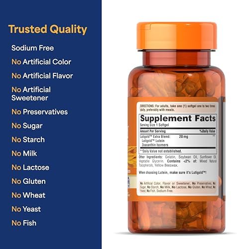 Puritan's Pride Premium Healthy Eyes Lutigold™ Extra Lutein | With Meso-Zeaxanthin and Zeaxanthin for Men and Women, Vision Health Support