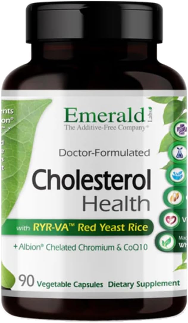 EMERALD LABS Cholesterol Health - Featuring CoQ10, Flush-Free Niacin, RYR-VA, and Garlic for Heart and Circulatory Support - 90 Vegetable Capsules
