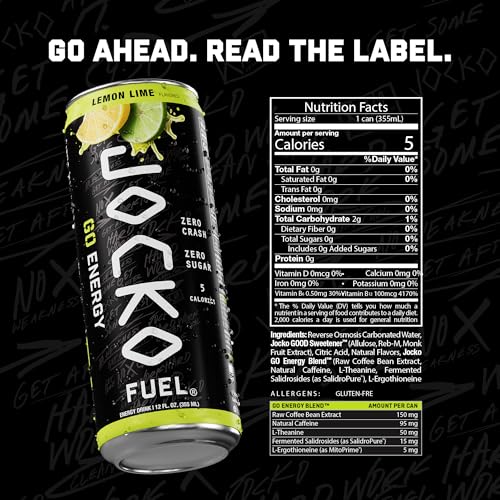 Jocko Fuel GO Energy Drinks, Sour Apple, 12 oz | 12 Pack