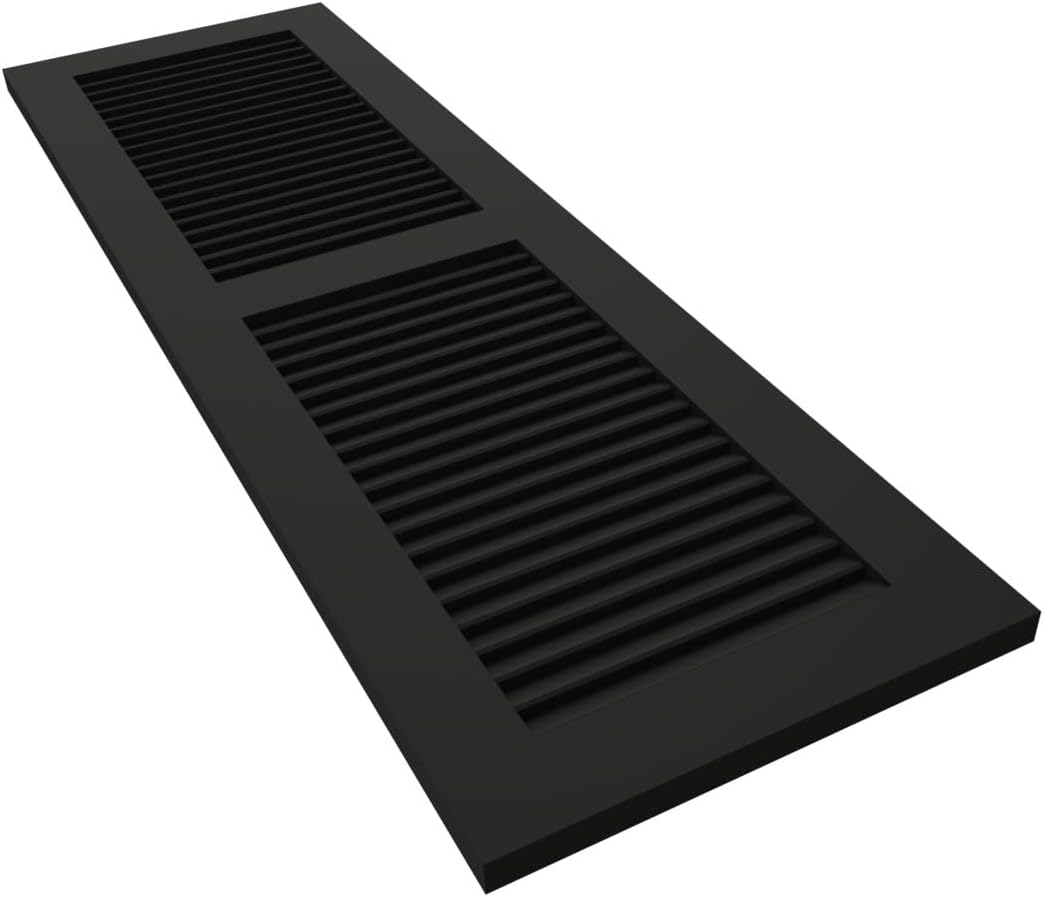 18"W x 60"H True Fit PVC Two Equal Louver Shutters, Unfinished (Per Pair - Hardware Not Included)