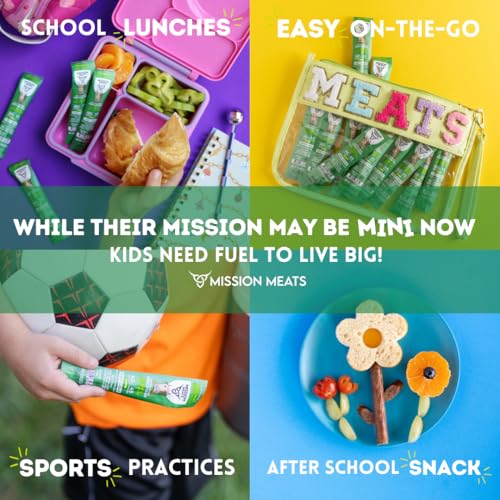Mission Meats Kids Beef Sticks, Zero Sugar, Healthy Mini Snacks 0.5oz, 24ct | Healthy Back-to-School Snack, Great for Lunches & Sports, Top 9 Allergen Free, Individually Wrapped, Kid-Loved & Not Spicy