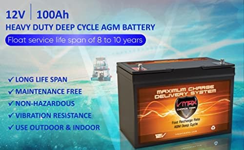 VMAX MR127-100 12V 100Ah AGM Deep Cycle Marine Battery compatible with Minn Kota Endura Max 55 Hand Control 12V 55lb Trolling Motor