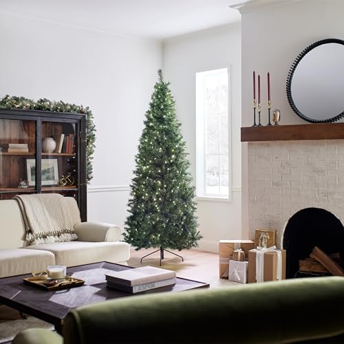National Tree Company 7.5ft Pre-Lit Lehigh Valley Pine Slim Christmas Tree | 450 LED Lights, 1, 105 Tips, 10 Light Functions, Foot Pedal