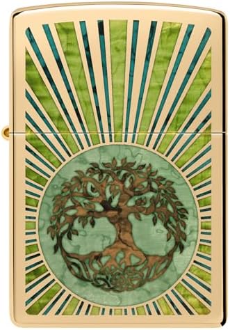 Zippo Tree of Life Pocket Lighter - Refillable Flip-Top Windproof Lighters - Spiritual and Symbolic Design Pocket Lighters - Luxury Metal Lighter Made in USA